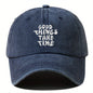 Embroidered Letter Washed-out Vintage Baseball Cap Unisex Adjustable