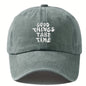 Embroidered Letter Washed-out Vintage Baseball Cap Unisex Adjustable
