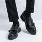 Slip-on Platform Height Increasing Men's Leather Loafers Shoes