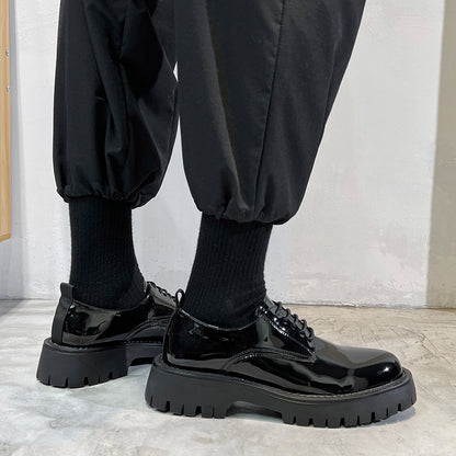 Youth Round Head British Style Flat Heel Fashion Casual Daily Leather Shoes