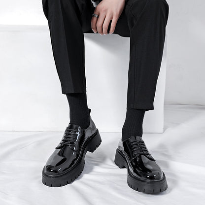 Plus Size Men's Shoes Fashion Shiny Surface Big Head Leather Shoes British Style